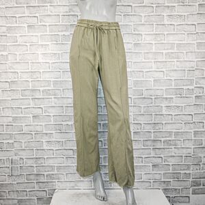 Raquel Allegra Women's wide leg Drawstring Pants in green fringe hem size 0